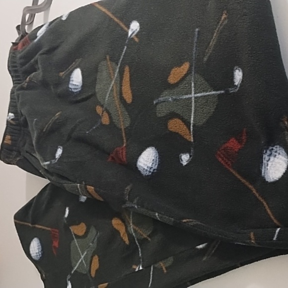 Men's Golf Print Fleece Lounge Sleep Pant Large Pockets 1 Button Fly - Picture 10 of 10